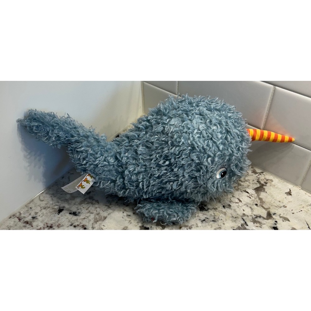 Bunnies by the Bay Narwhal Plush Blue‎ Stuffed Animal Toy Striped Horn